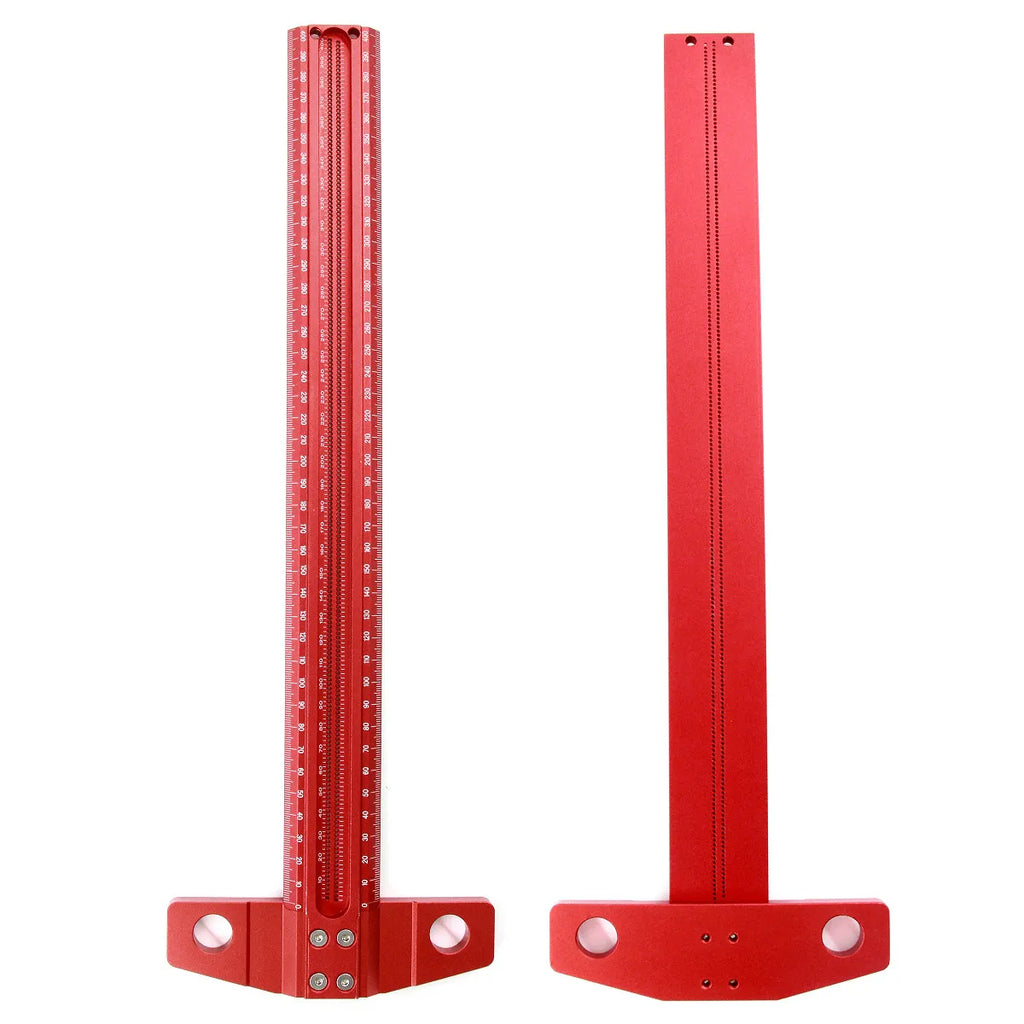 Aluminium Alloy T Hole Positioning Metric Measuring Ruler 300-600mm Precision Marking T-Rule Scriber Ruler Woodworking Tool