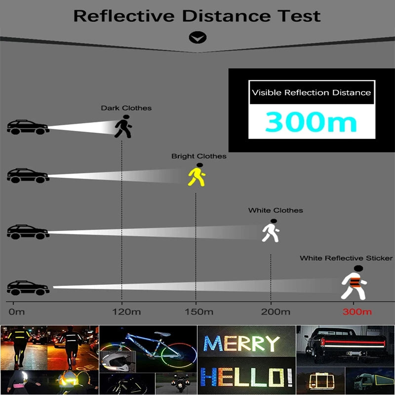 8m Bike Wheels Reflective Stickers Cycling Reflect Strip Adhesive Tape for MTB Bicycle Warning Safety Decor Sticker