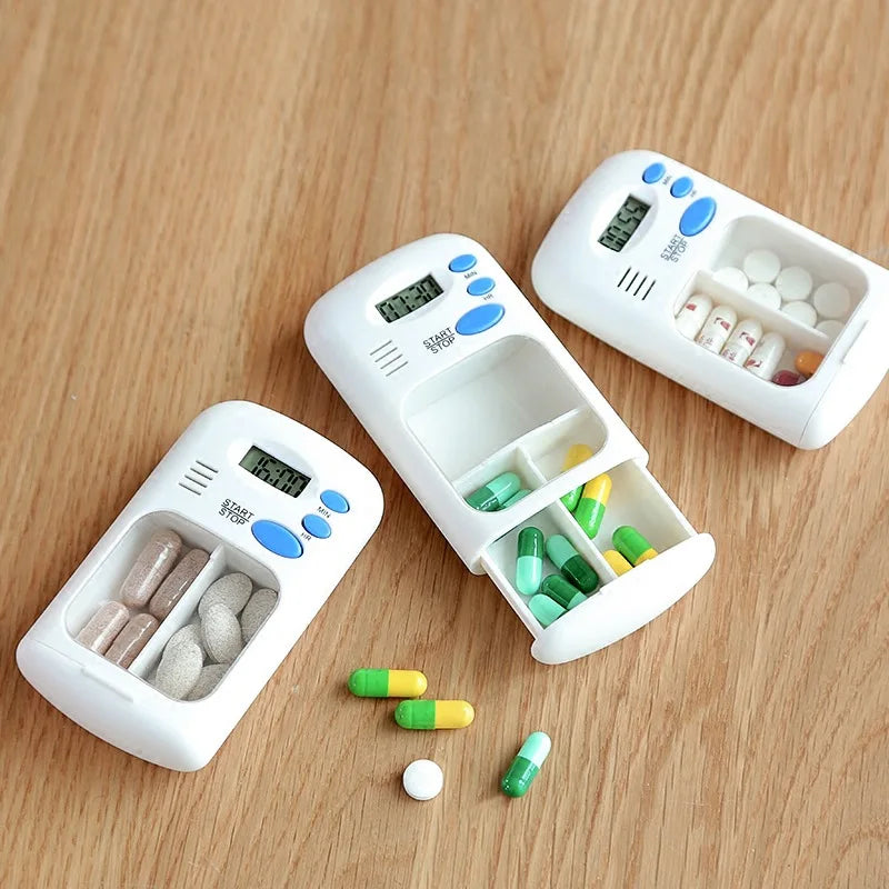 Mini Portable Pill Reminder Drug Alarm Timer Electronic Box Organizer LED Display Alarm Clock Remind Small First Aid Kit