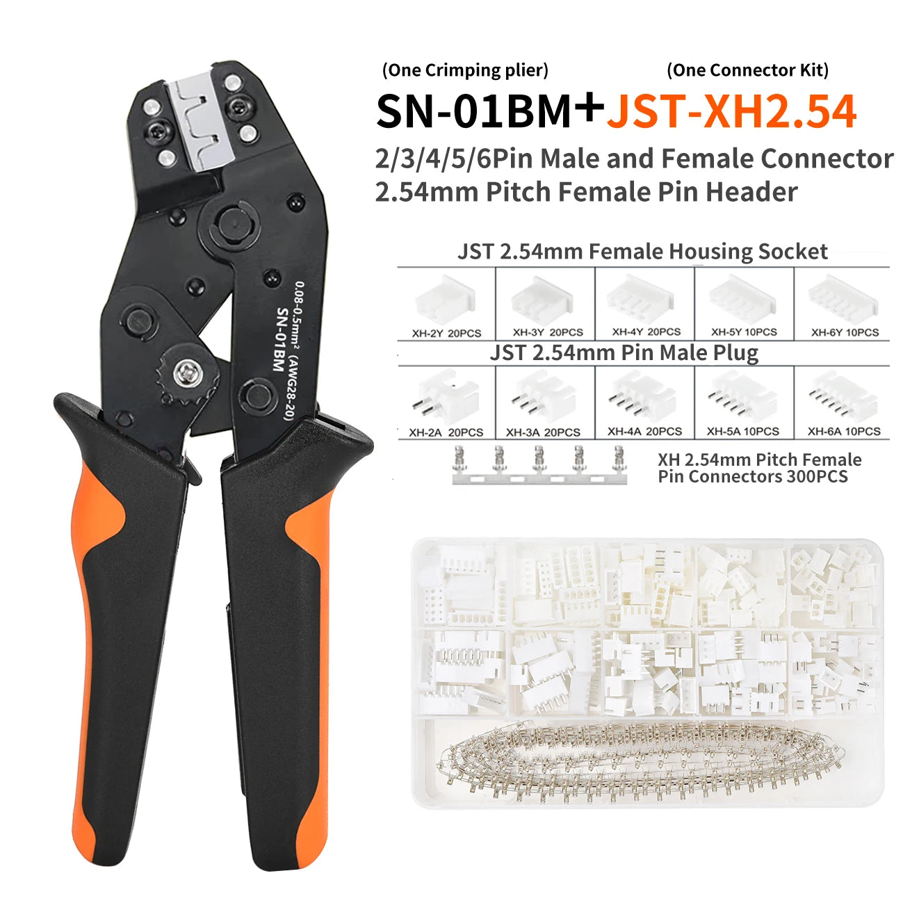 SN-01BM Micro Connector Ratchet Crimping Tool Kit Jst PH2.0/XH2.54 Terminals Wire Crimper Plier Set Mini Clamp Tool