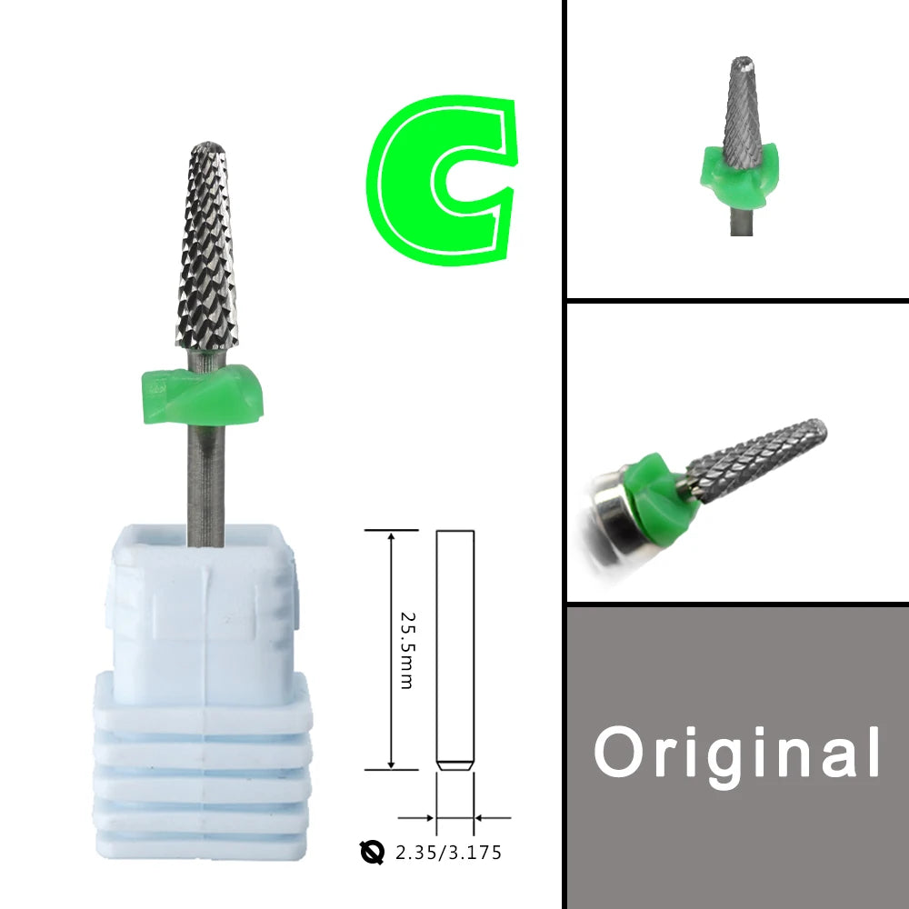RolinStar 4.0mm Cone Gold Silver Cuticle  steel Carbide Clean Safety nail drill bit file gel polish remover