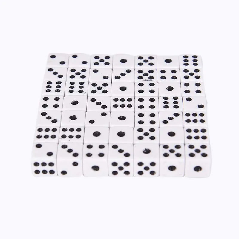 50 Pieces Dices 8mm Birthday Parties Board Game Wholesale Plastic White Gaming Dice Standard Six Sided Decider