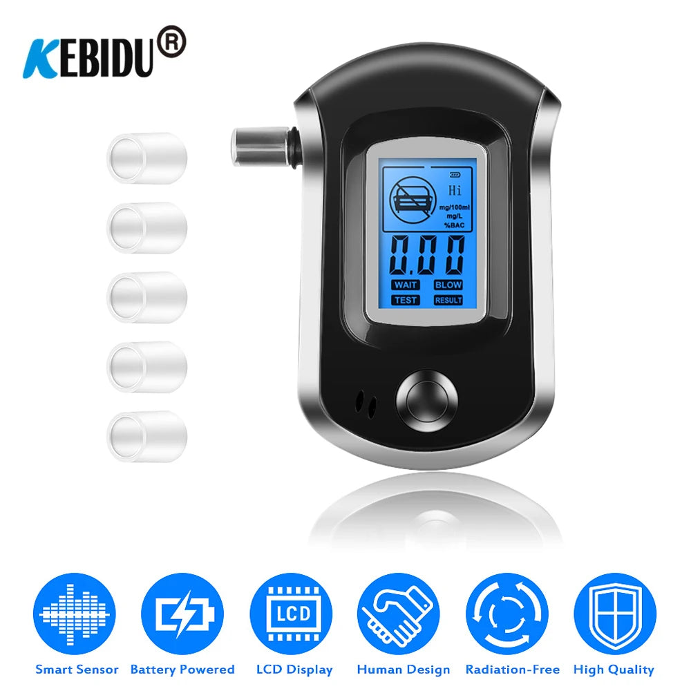 Smart Digital Breath Alcohol Tester LCD Screen Manual Breath Drunk Driving Analyzer LCD Screen Professional AT6000
