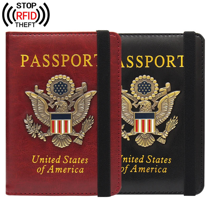 VM FASHION KISS USA RFID Passport Covers Holder Women Men Lettering Business ID Bank Card Storage Purse Case Travel Accessories