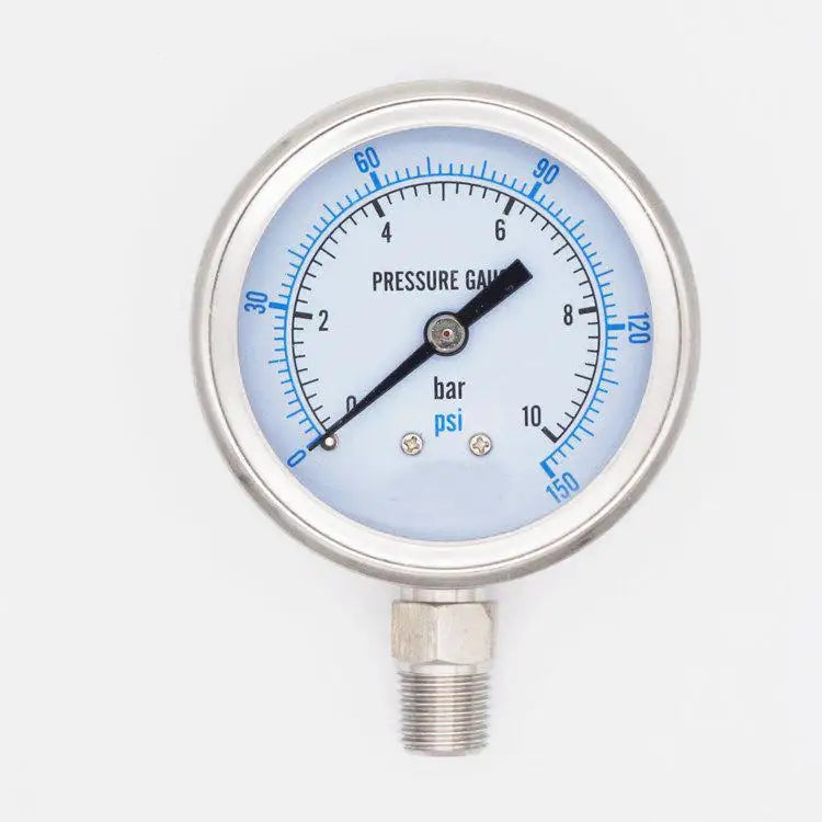 1/8" 1/4" BSPT/NPT 60mm Dial -1 To 600 Bar Pressure Gauge 304 Stainless Bar PSI N2 Steam Brewing Pneumatic