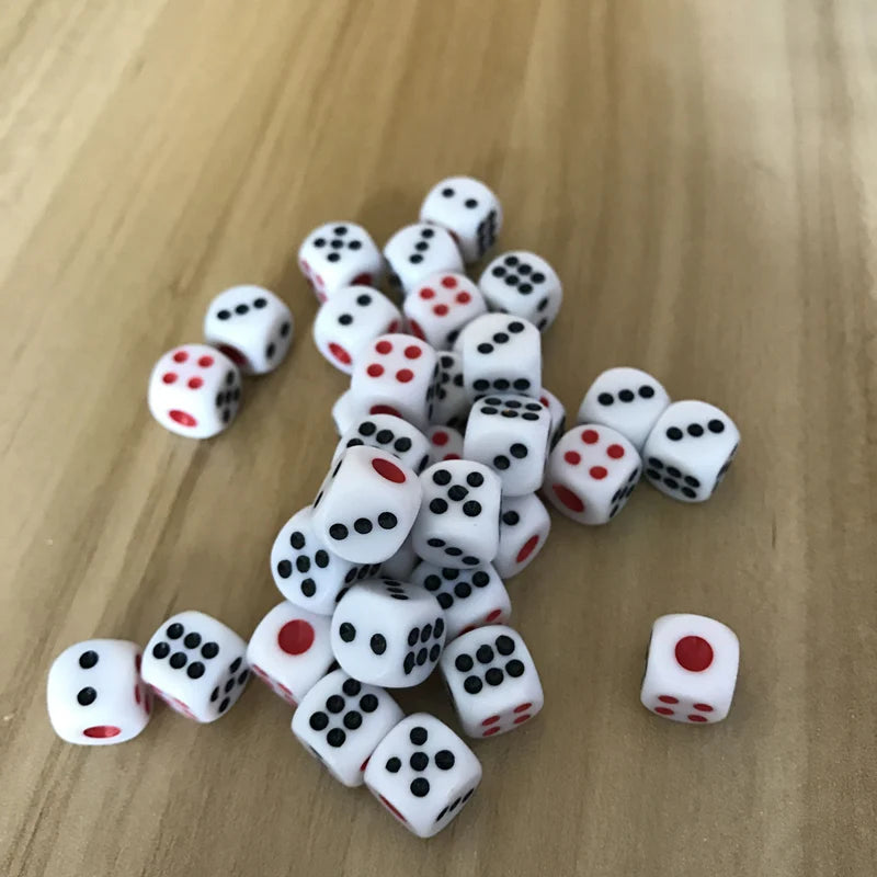 Small 10Pcs/Lot 10mm Dice Acrylic White Dice Fillet Red and Black Points Clubs KTV Dedicated Entertainment Dice Set Yernea