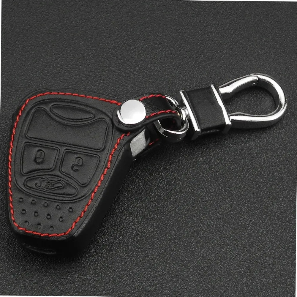 jingyuqin Remote 3 Buttons Car key Leather Case Fob Cover For Chrysler Jeep Dodge Ram Caliber Nitro Patriot Pacifica Liberty