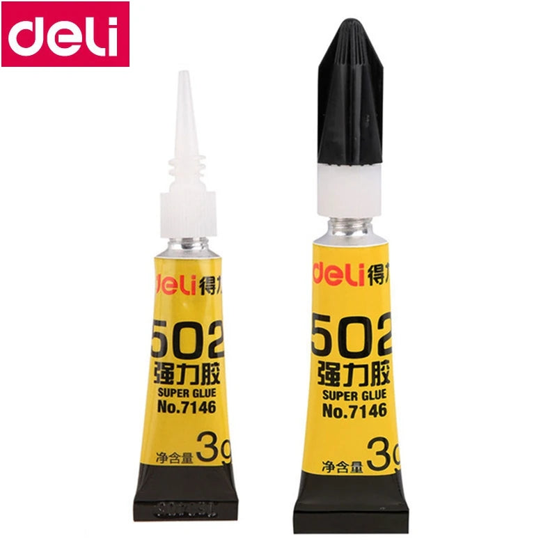 8PCS/CARD Deli 7146 3g Super Glue 502 Fast Dry Glue Strong Glue Suitable Wood Plastic Metal Rubber Eramics Materials