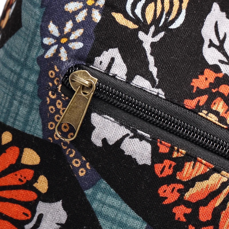 Annmouler New Fashion Women Shoulder Bag Cotton Fabric Sling Shoulder Bag Floral Print Large Capacity Crossbody Messenger Bag