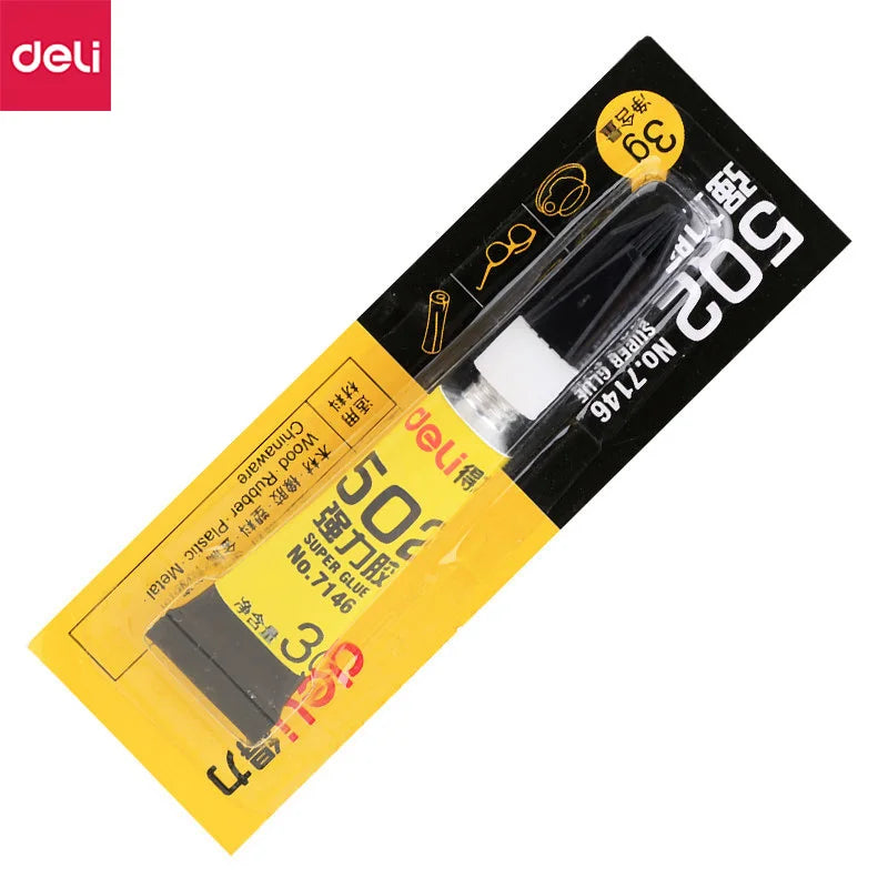 8PCS/CARD Deli 7146 3g Super Glue 502 Fast Dry Glue Strong Glue Suitable Wood Plastic Metal Rubber Eramics Materials