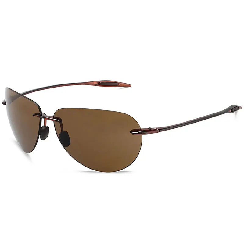 MAXJULI Men sunglasses Classic UV400 Fashion Driving Sports Unbreakable Rimless Oval Male Women's TR90 Frame Sun Eyewear 8008