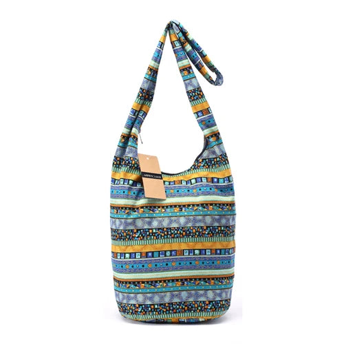 Annmouler New Fashion Women Shoulder Bag Cotton Fabric Sling Shoulder Bag Floral Print Large Capacity Crossbody Messenger Bag