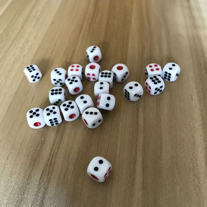 Small 10Pcs/Lot 10mm Dice Acrylic White Dice Fillet Red and Black Points Clubs KTV Dedicated Entertainment Dice Set Yernea