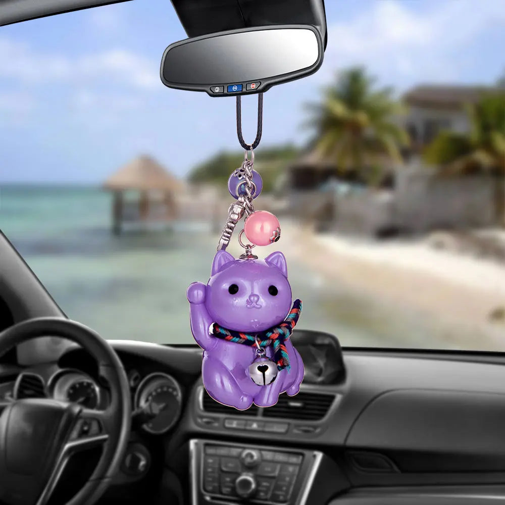 Car Pendant Acrylic luncky Fortune Cat Automobile Decoration Charm Auto Interior Rear View Mirror Hanging Ornament Gifts Styling