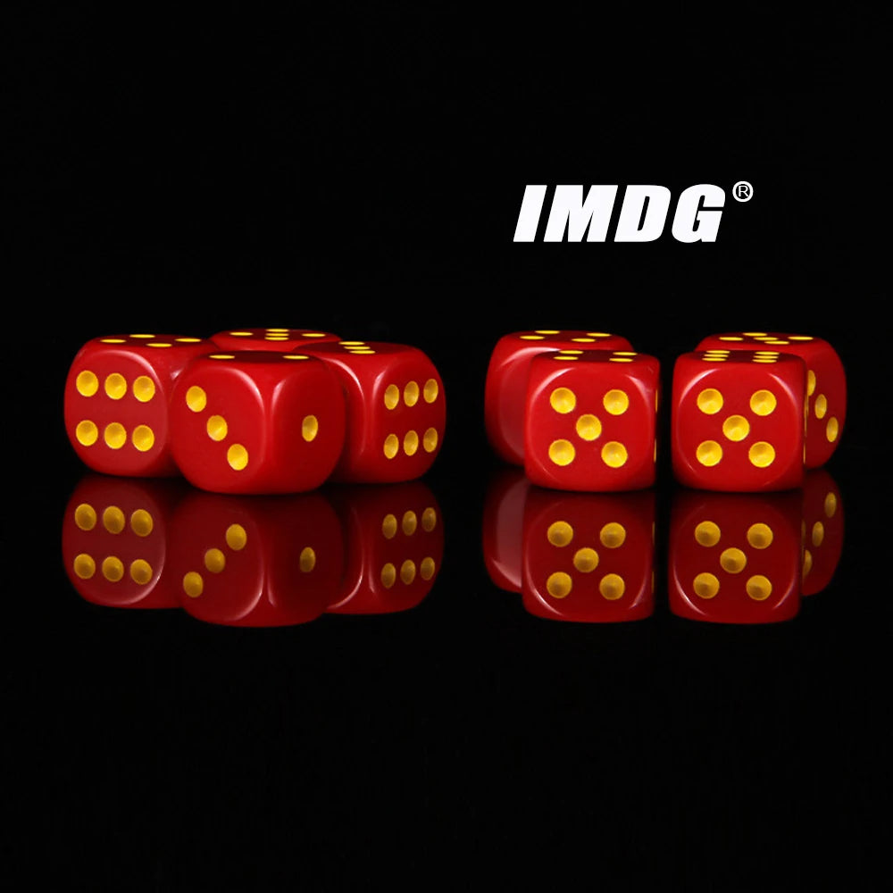 10pcs/pack New Acrylic Red Dice 16mm Red Gold Round Corner High Quality Boutique Game Dice