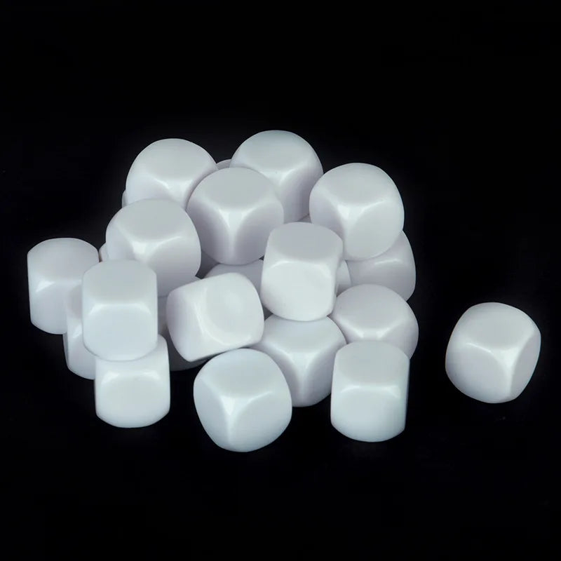 10pcs/pack New Acrylic 16mm White Blank Dice Teaching Props Game Accessories Mathematical Tools Rounded Corner