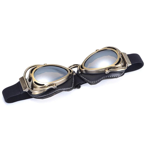 BJMOTO Motorcycle Helmet Steampunk Glasses Flying Goggles Vintage Pilot Biker Eyewear Goggle