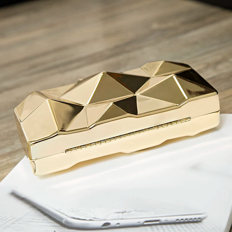 Gold Acrylic Box Geometric Evening Bag Clutch Bags Elegant Chain Women Handbag For Party Shoulder Bag For Wedding/Dating/Party