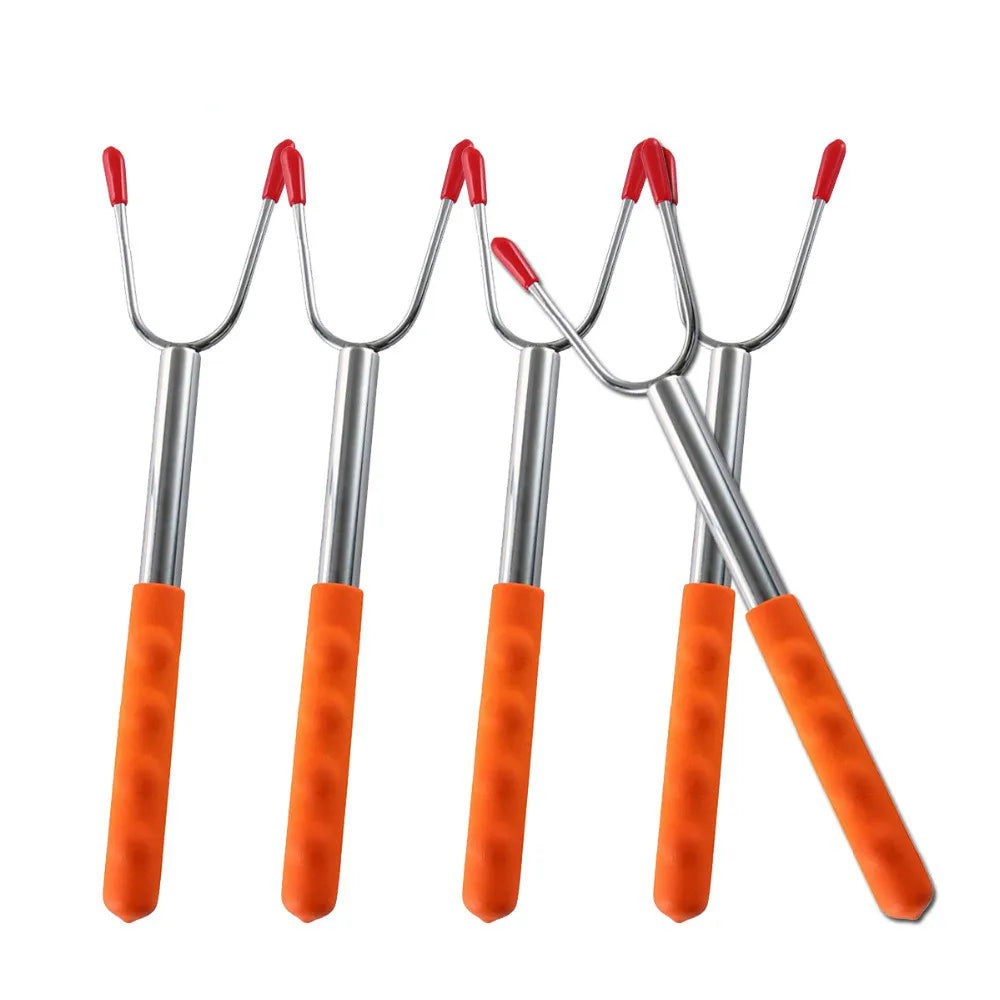 1pc Marshmallow Roasting Sticks Telescopic Smores Skewers Hot Dog Extending Stainless Steel Fork Extra Long 59" for Fire