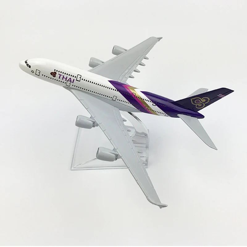 JASON TUTU 16cm Thai Airways Airbus A380 Airways Airplane Model Plane Diecast Metal 1/400 Scale Planes