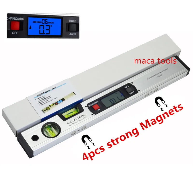 400mm Digital Spirit Level Bubble Magnetic Electric Level 360 Degree Angle Finder Protractor Inclinometer Horizontal Scale Ruler