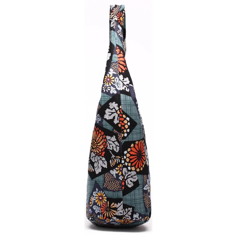 Annmouler New Fashion Women Shoulder Bag Cotton Fabric Sling Shoulder Bag Floral Print Large Capacity Crossbody Messenger Bag