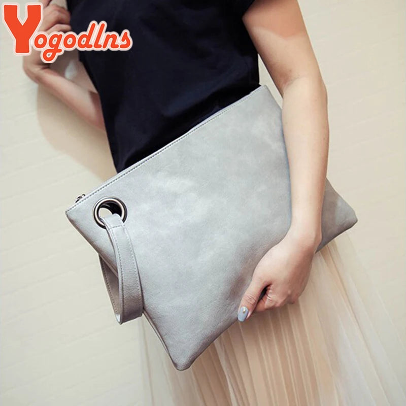 Yogodlns Fashion solid women's clutch bag leather women envelope bag clutch evening bag female Clutches Handbag free shipping