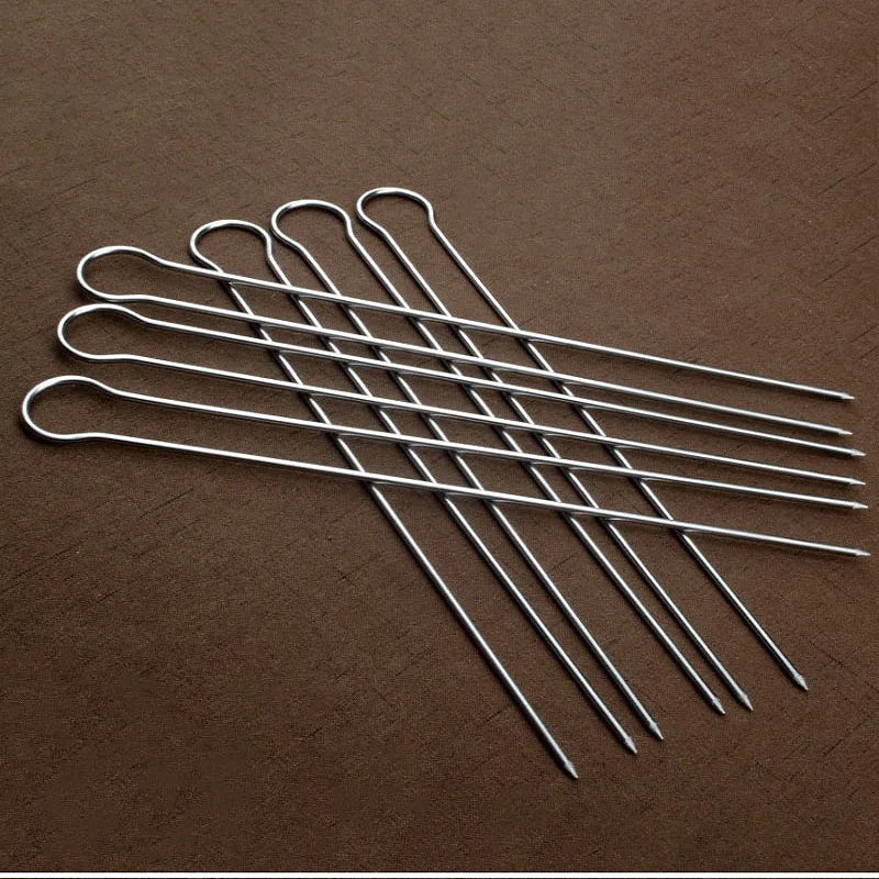 6/10/12pcs U Double BBQ Grill Skewer Set Stainless steel Kebab Skewers Metal BBQ Grilling Sticks  Picnic Camping Barbecue Tools