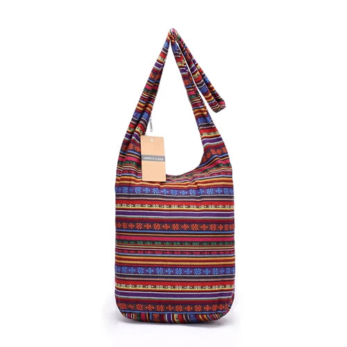 Annmouler New Fashion Women Shoulder Bag Cotton Fabric Sling Shoulder Bag Floral Print Large Capacity Crossbody Messenger Bag