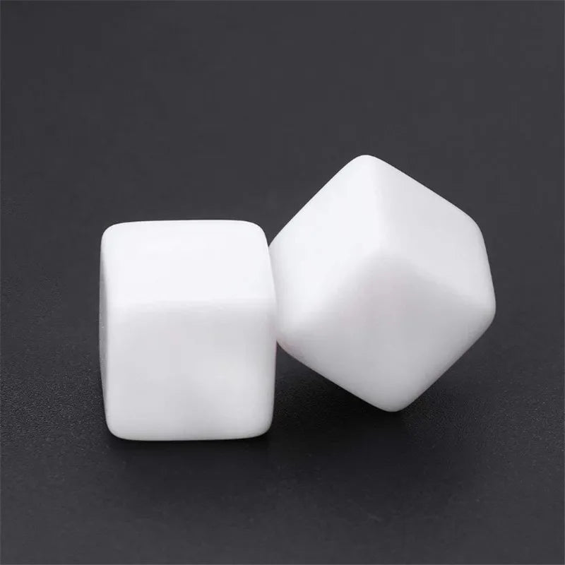 50Pcs 12mm 14mm 16mm 18mm 20mm 25mm Glossy D6 white blank dice Light Plate With Square Angle For DIY Write Painting Graffiti