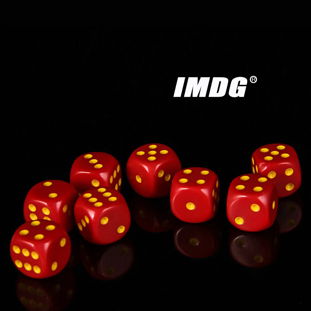 10pcs/pack New Acrylic Red Dice 16mm Red Gold Round Corner High Quality Boutique Game Dice