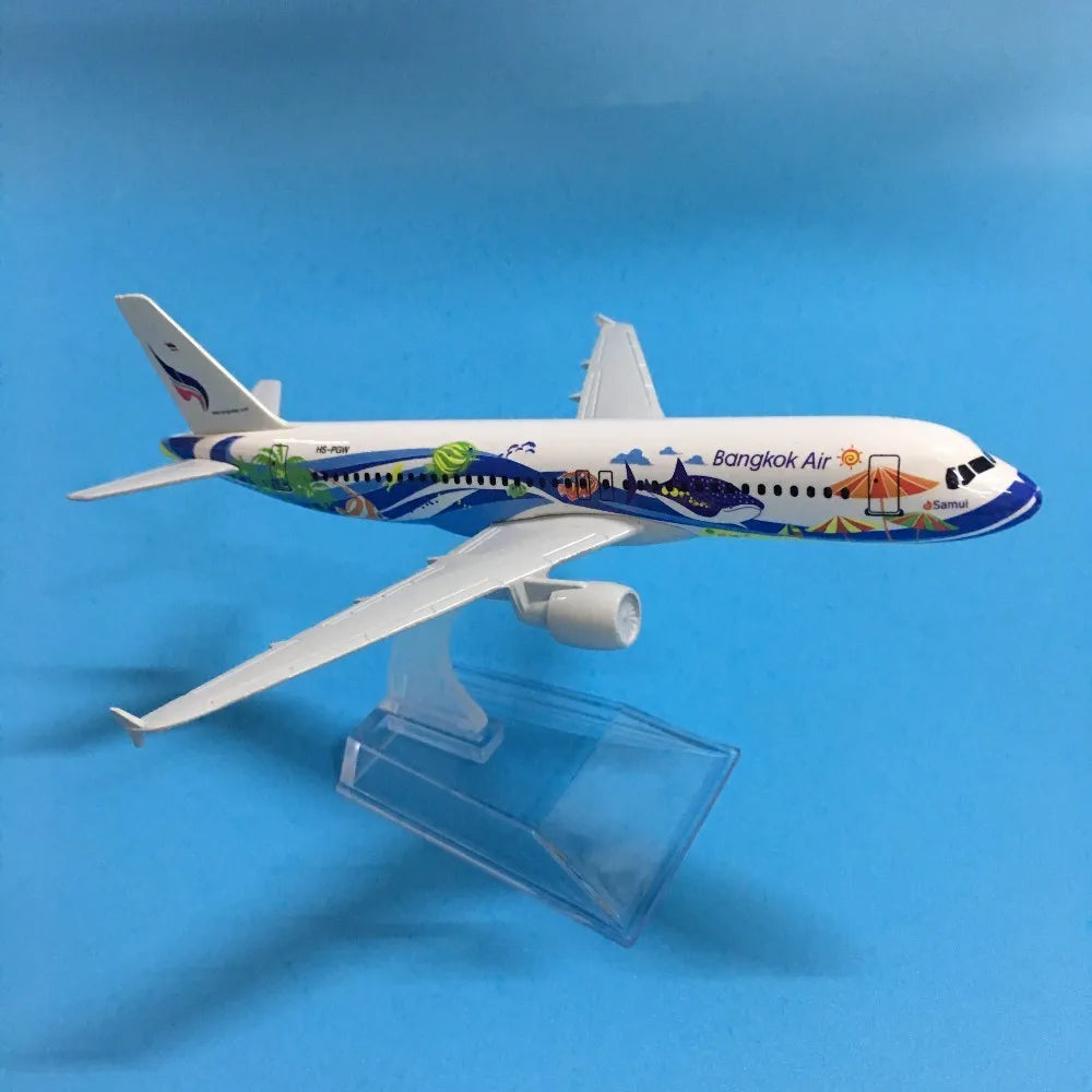 JASON TUTU 16cm Thai Bangkok Air Airbus 320  Airplane Model Airplane Diecast Metal 1/400 Scale Planes