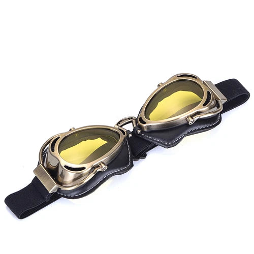 BJMOTO Motorcycle Helmet Steampunk Glasses Flying Goggles Vintage Pilot Biker Eyewear Goggle