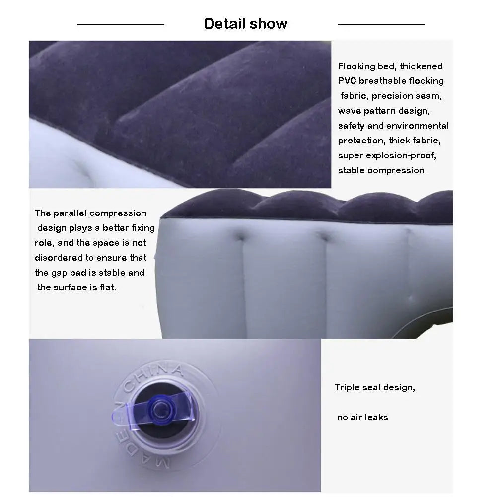 Inflatable Car Travel Bed Rear Seat Iable Air Mattress PVC Cushion Car Travel Bed For Car SUV Self-driving Camping Accessories