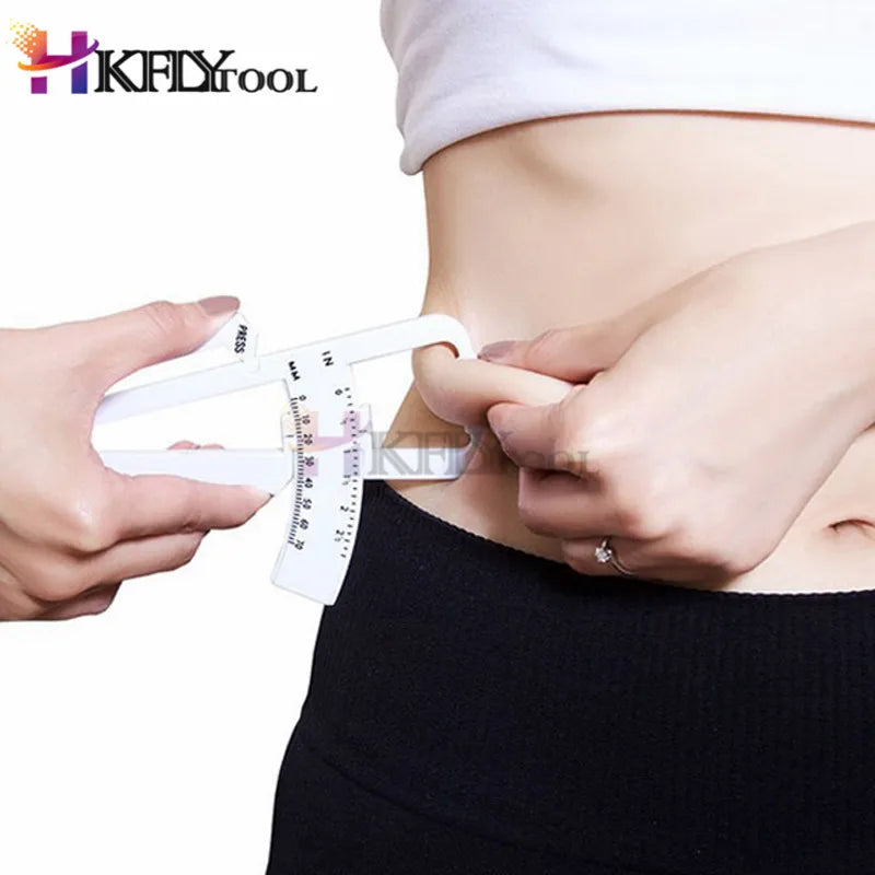 2pc Body Fat Caliper with Body Mass Measuring Tape Tester Fitness Weight Loss Muscle black color 2pcs/set