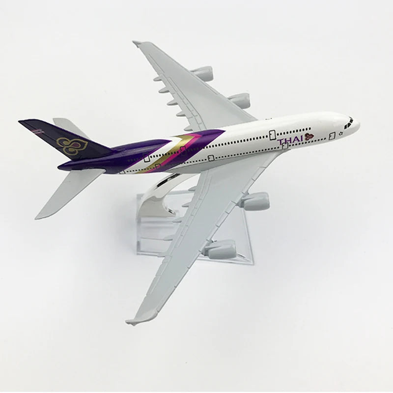 JASON TUTU 16cm Thai Airways Airbus A380 Airways Airplane Model Plane Diecast Metal 1/400 Scale Planes