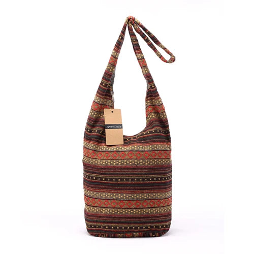 Annmouler New Fashion Women Shoulder Bag Cotton Fabric Sling Shoulder Bag Floral Print Large Capacity Crossbody Messenger Bag