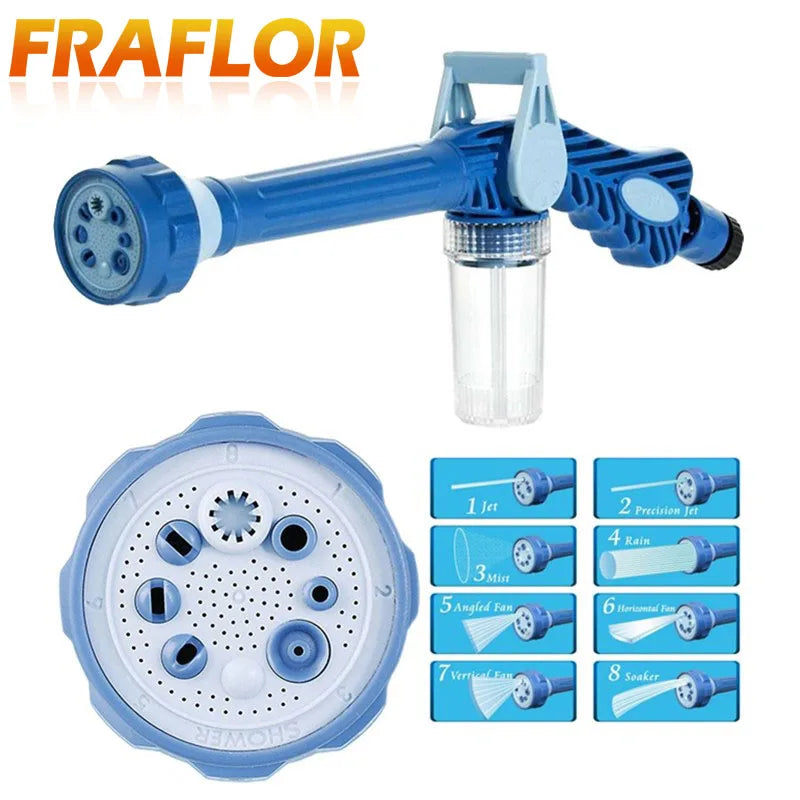 Blue Garden Sprayer Car Washing Washer Plastic Garden Hose Pipe Connector Function Ez Jet Water Cannon 8 In 1 Turbo Spray Gun