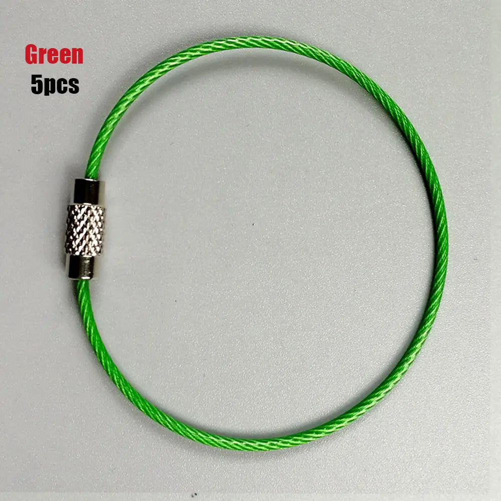 5Pcs Colorful EDC Stainless Steel Carabiner Keychain Key Holder Wire Keyrings Cable Rope Screw Locking Key Chain Outdoor Tools
