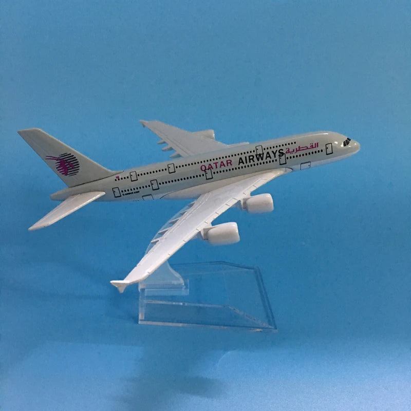 JASON TUTU 16cm QATAR Airways Airbus A380 Airplane Model Airplane Diecast Metal 1/400 Scale Planes