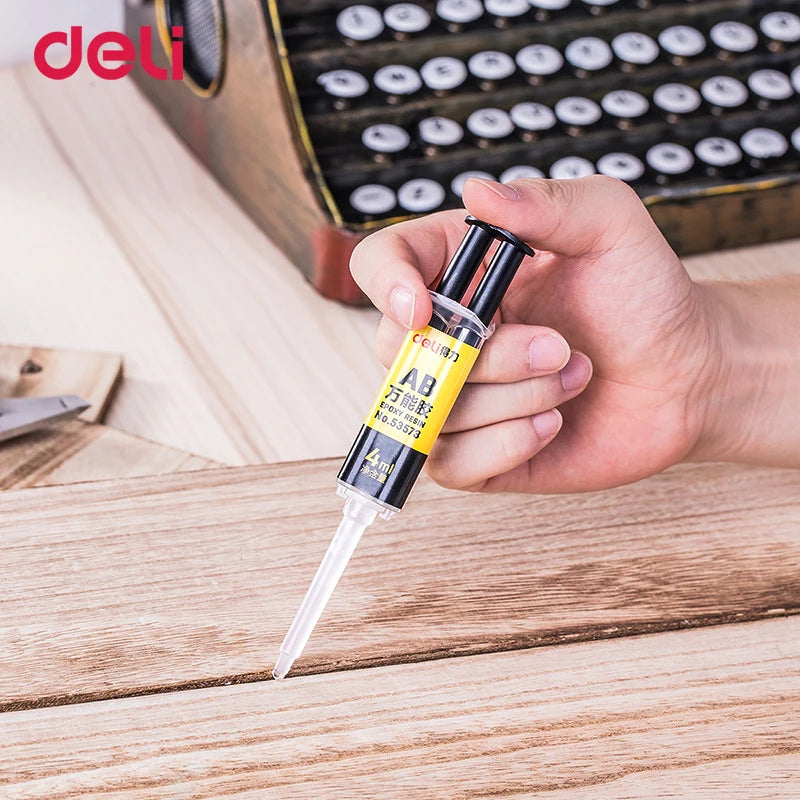 Deli-Epoxy Resin AB Glue, 2 Minutes Curing, Super Liquid Glue for Glass Metal Rubber, Waterproof, Strong Adhesive, 53573, 4ml, 1