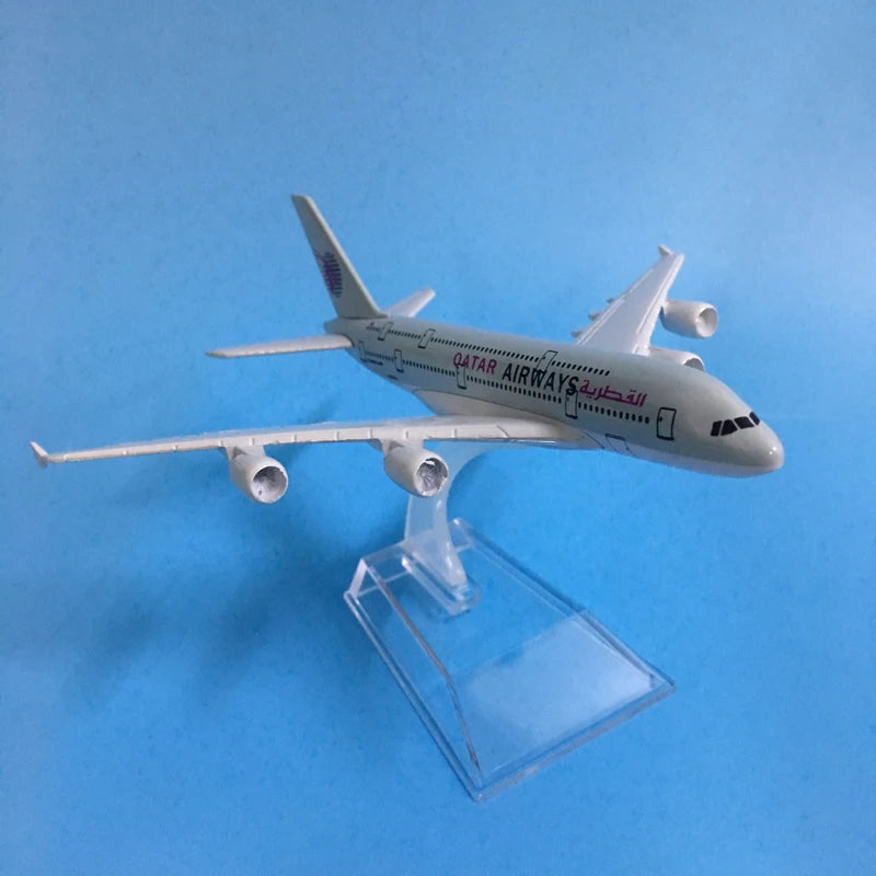 JASON TUTU 16cm QATAR Airways Airbus A380 Airplane Model Airplane Diecast Metal 1/400 Scale Planes