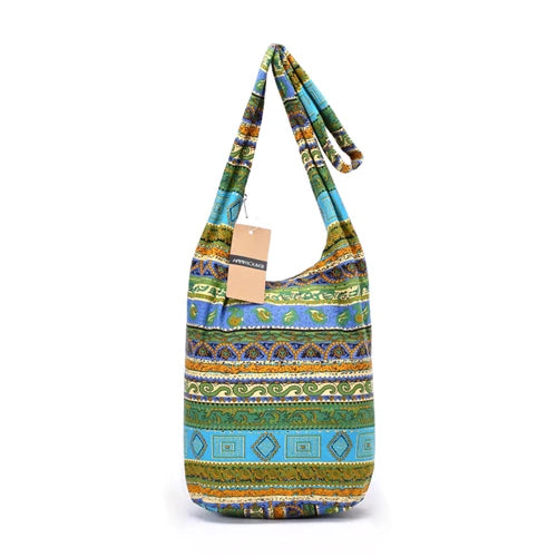 Annmouler New Fashion Women Shoulder Bag Cotton Fabric Sling Shoulder Bag Floral Print Large Capacity Crossbody Messenger Bag