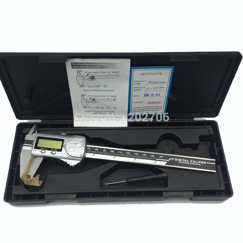 High Quality IP67 Waterproof Digital Caliper 0-150mm 6inch Electronic Vernier Caliper Gauge Micrometer