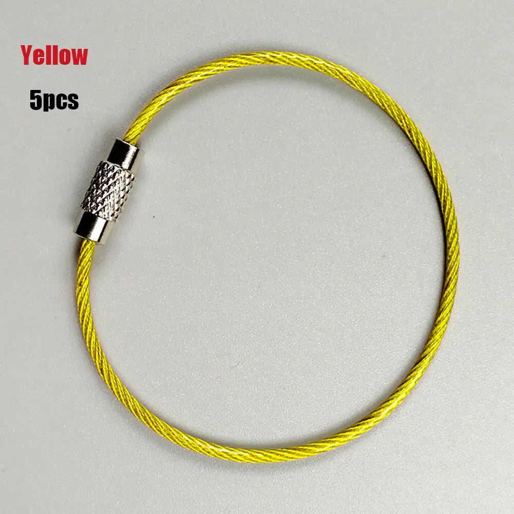 5Pcs Colorful EDC Stainless Steel Carabiner Keychain Key Holder Wire Keyrings Cable Rope Screw Locking Key Chain Outdoor Tools
