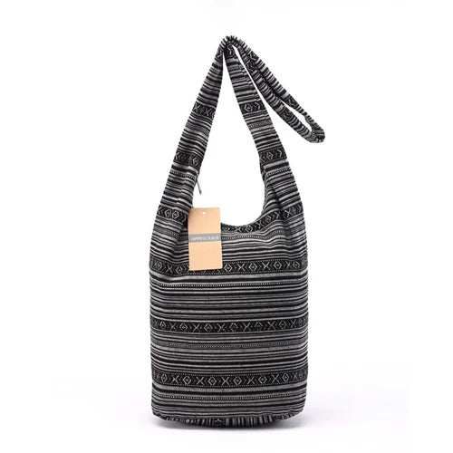 Annmouler New Fashion Women Shoulder Bag Cotton Fabric Sling Shoulder Bag Floral Print Large Capacity Crossbody Messenger Bag