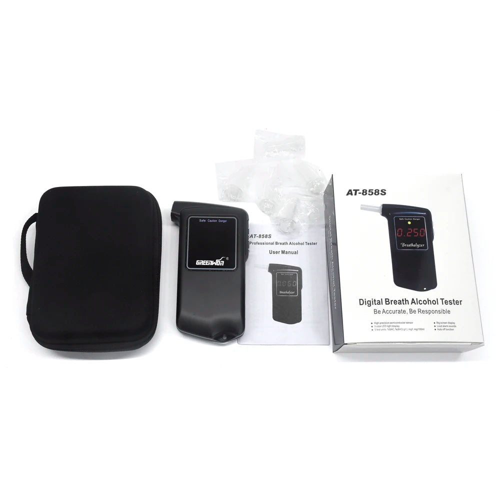 new Free shipping high accuracy Prefessional Digital Breath Alcohol Tester Breathalyzer AT858