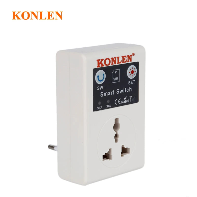 KONLEN 10A GSM Power Socket Outlet Relay Switch Remote Home Control SMS Phone Call APP Smart EU UK Plug