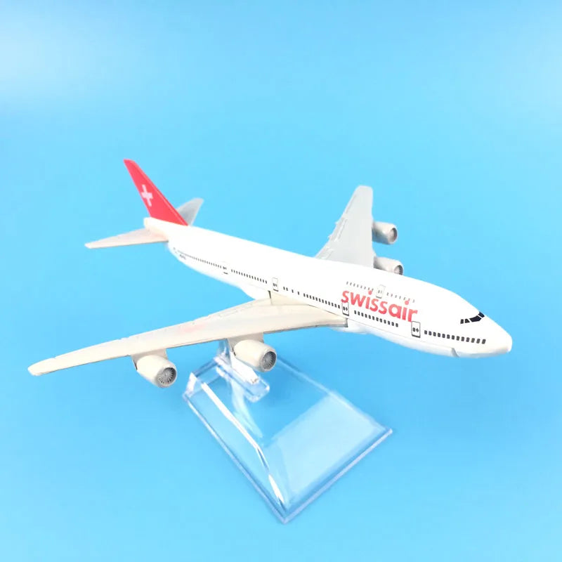 JASON TUTU 16cm Swiss Air Airlines Boeing 747 Airplane Model Airplane Diecast Metal 1/400 Scale Planes
