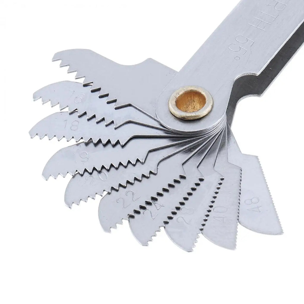 55/60 Degree Thread Plug Gauge Metric Inch Gear Tooth Carbon Steel Measuring Tool 20 Blades Screw Pitch Gauges